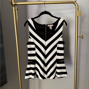 Black and White Striped Women's Top